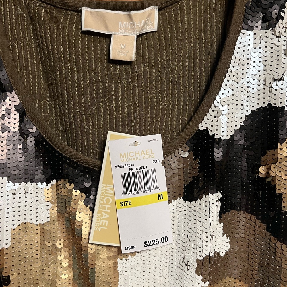 NWT Michael Kors Sequin Camouflage DRESS - Picture 4 of 6